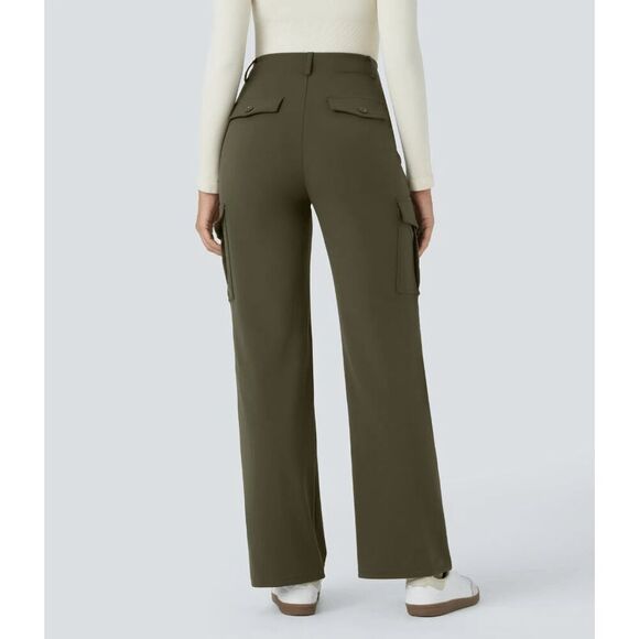 NWT Size Xsm Halara High Waisted Button Zipper Multiple Pockets Casual Cargo Pan - Picture 2 of 2